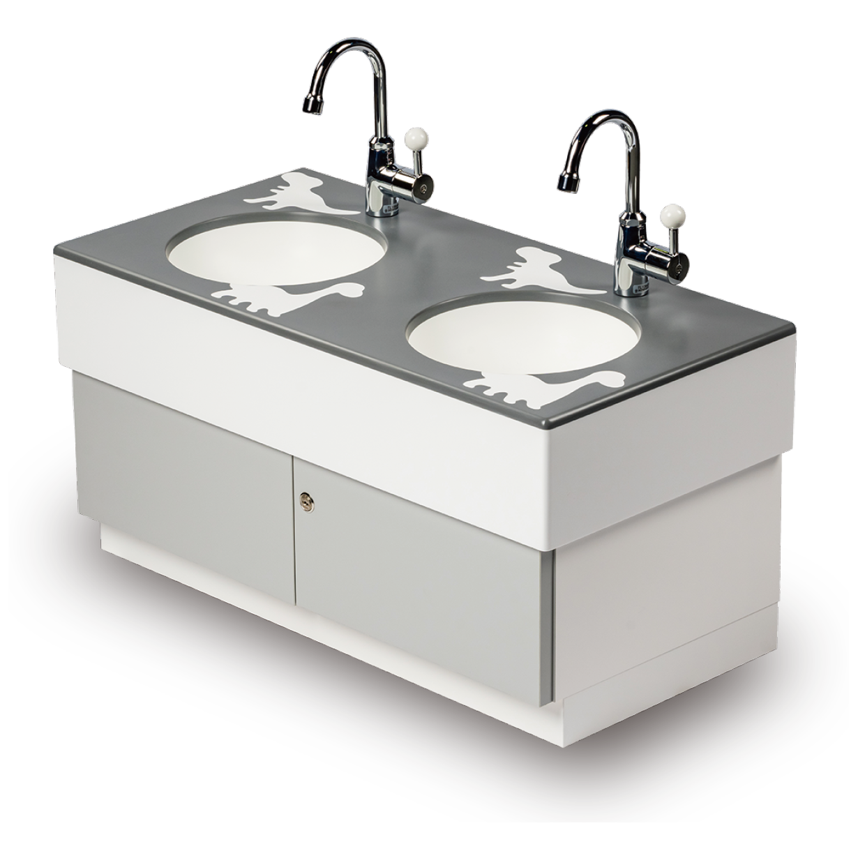 EGAKシリーズは、園児の視覚・感性を刺激するデザインモチーフを採用した手洗いカウンターです