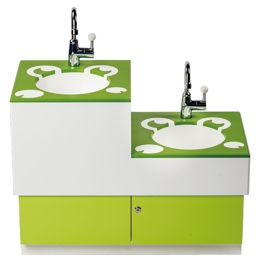 異年齢保育に適したユニバーサル手洗いカウンター